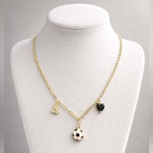 Gold and Black Soccer Charm Necklace from Fable Lane, 16”, includes #4 charm